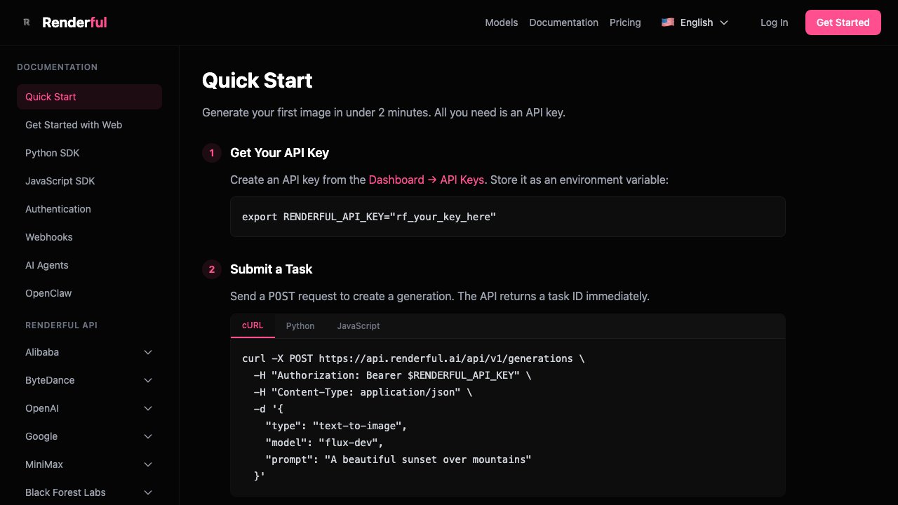 Renderful API documentation — Renderful vs WaveSpeed comparison